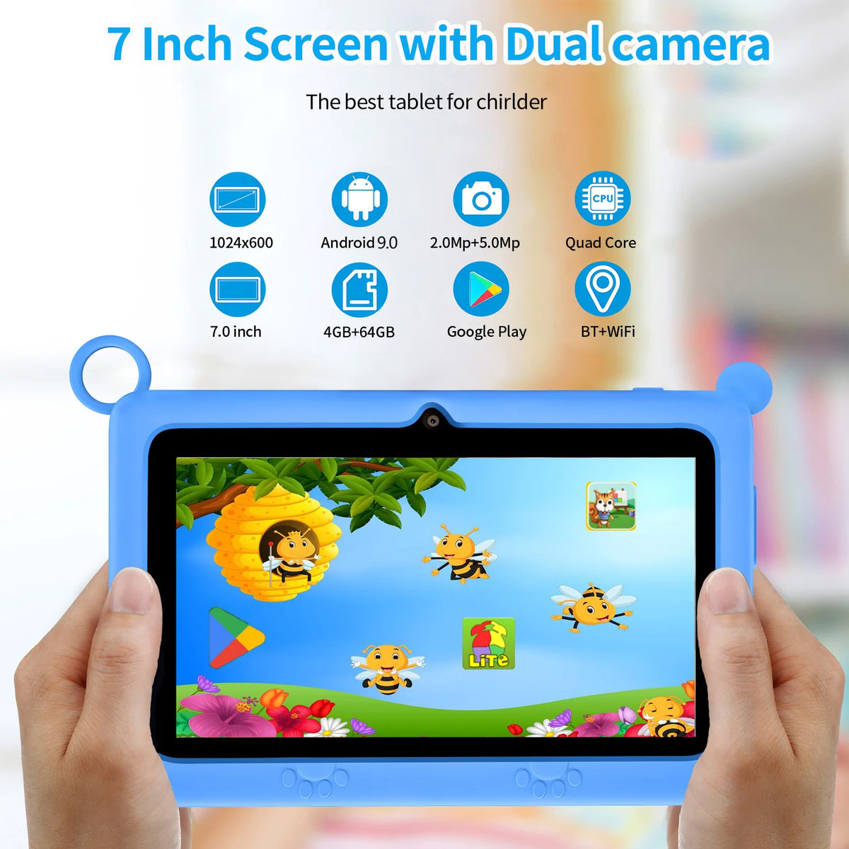 New 7 Inch 5G WiFi Android Learning Education Tablets Quad Core 4GB