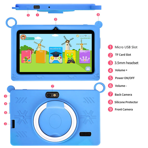 New 7 Inch 5G WiFi Android Learning Education Tablets Quad Core 4GB